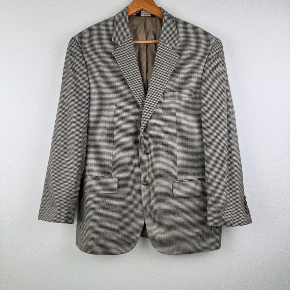 Jos. A. Bank Sport Coat Mens 42R Grey Blue Houndstooth Excellent Classic Blazer